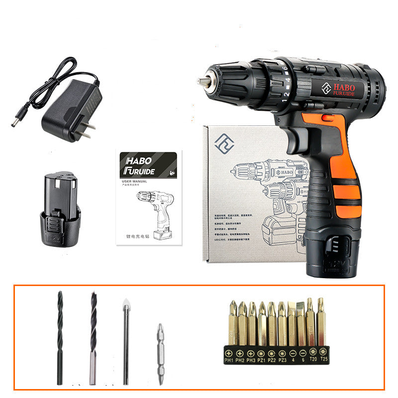 12V Lithium Electric Drill Rechargeable Multifunctional Household Electric Screwdriver