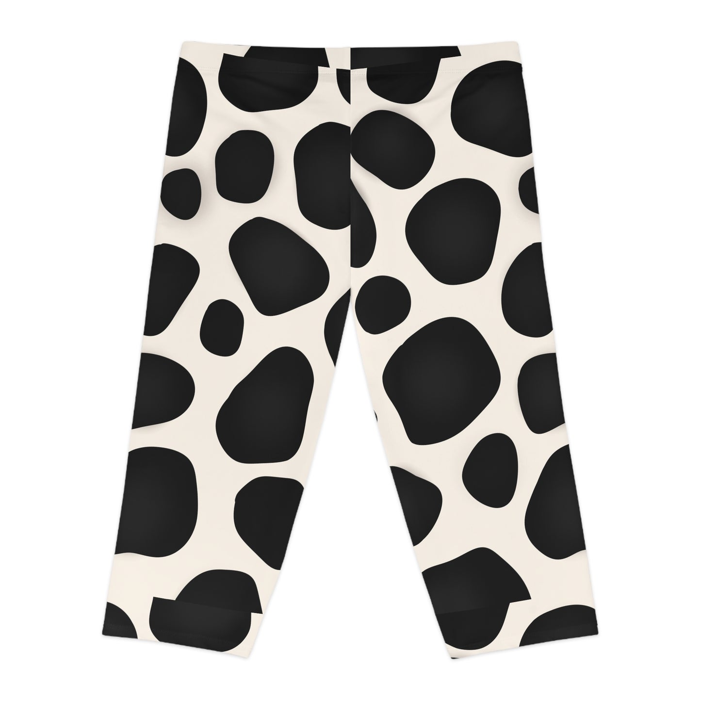 Black, White patterns, Women's Capri Leggings (AOP)