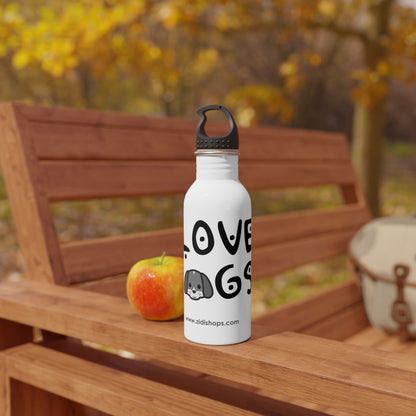 Stainless Steel Water Bottle, I love Dogs, Each bottle is 20oz in size and features a wide neck for effortless sipping