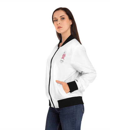 Love in Japanese, Unisex Bomber Jacket (AOP), White, ribbed cuffs, collar, and hem, it's as durable as it's comfortable,