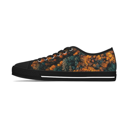Women's Low Top Sneakers, forest design, EVA shock-absorbing layer, Full wraparound print, Black or white decoration