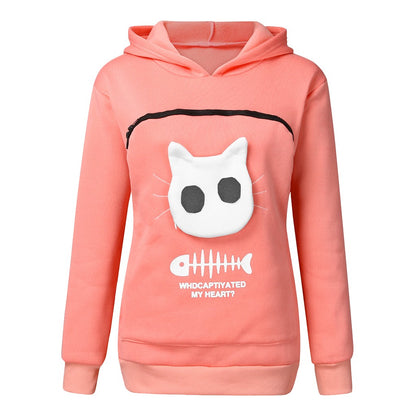 Hoodies with Cat or Dog Pet Pocket Design, Long Sleeve Sweater Cat Outfit, Unisex Sweatshirt, Long Sleeve Sweater