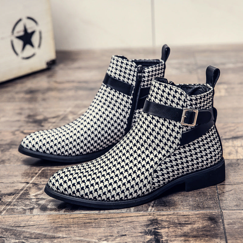 High-top Shoes British Style Pointed Leather Boots High-top Leather Shoes, Unisex