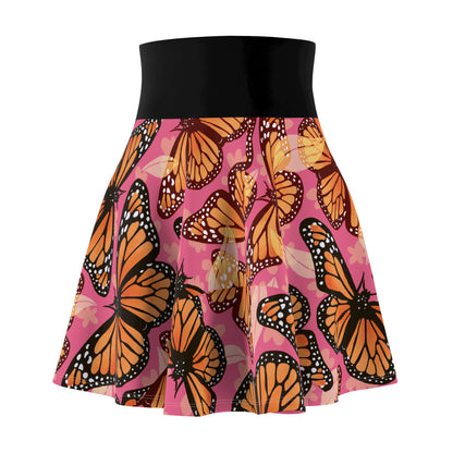 Women's Skater Skirt, butterfly pattern, versatile fit AOP skater skirt with a cozy, soft touch and a casual look,