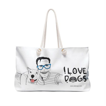 Weekender Tote BAG, I love my dog, Bag, perfect for your weekend at the beach or in town