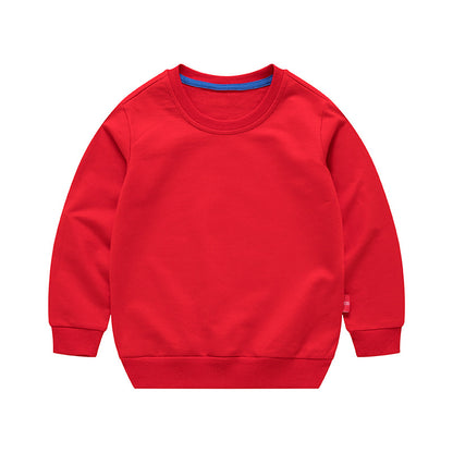 Boys Korean Round Neck Solid Color Loose Long Sleeve Pullover