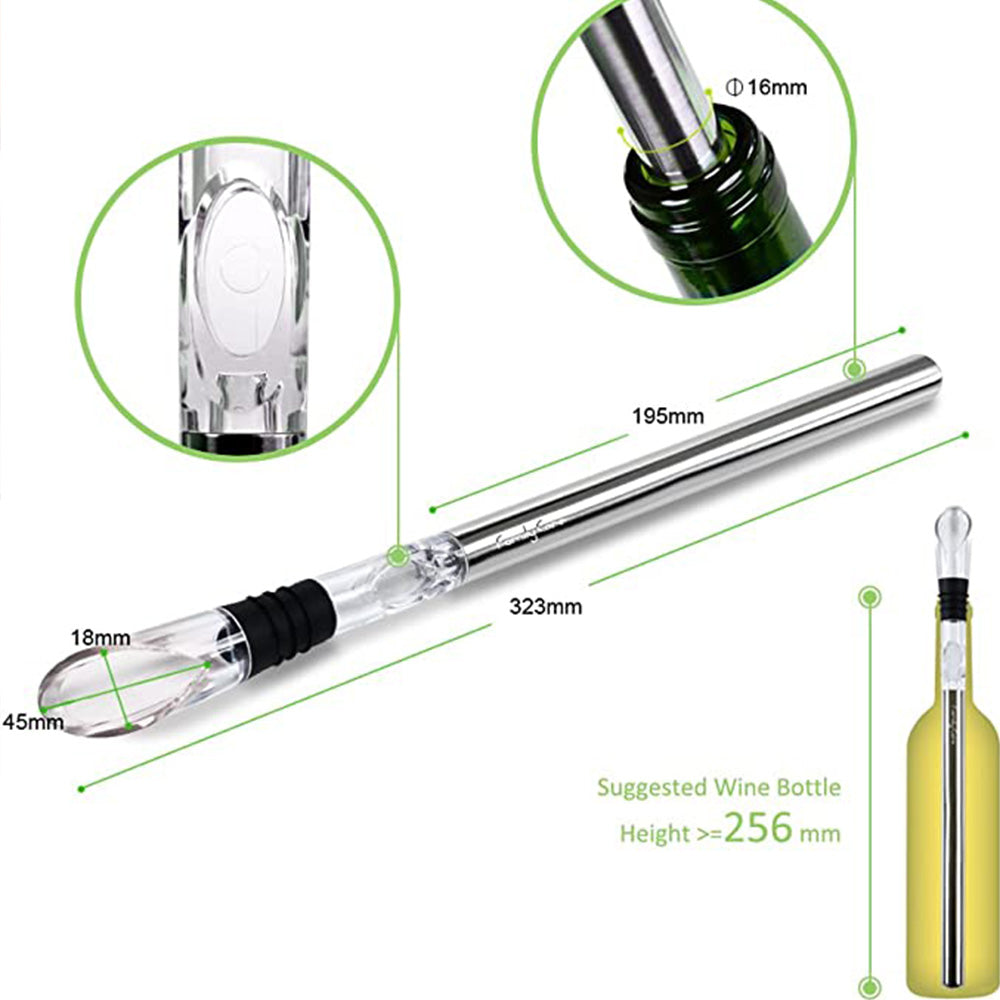 Wine Bottle Cooler Stick Stainless Steel Wine Chilling Rod Leakproof Wine Chiller Beer Beverage Frozening Stick Bar Tools