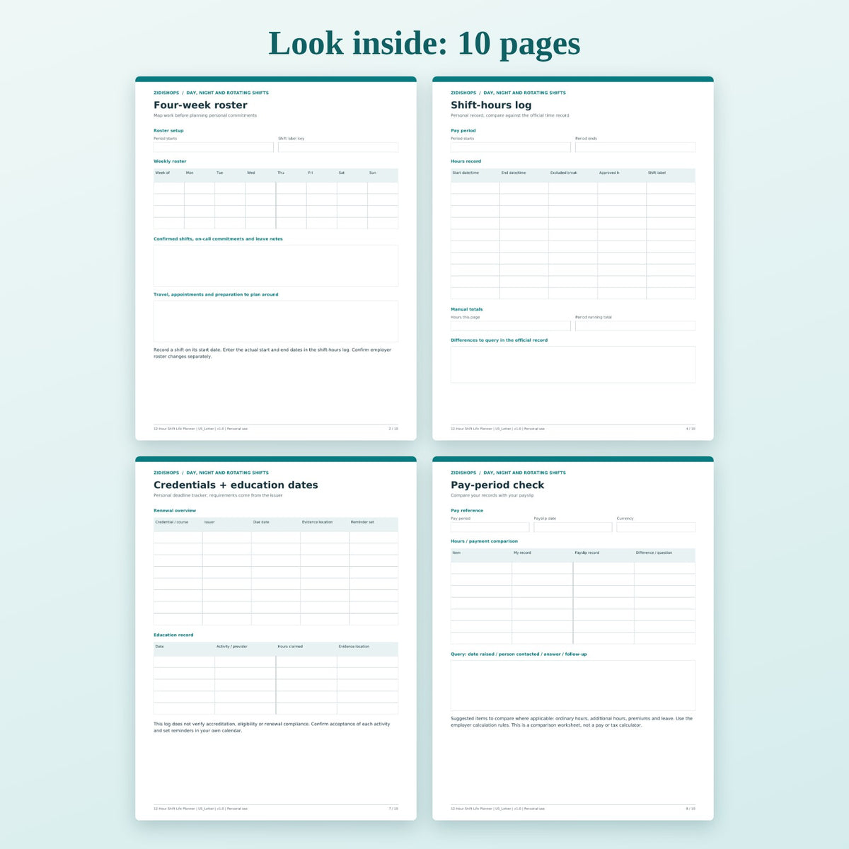 Look inside the 12-hour shift life planner